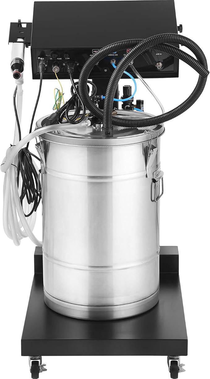 VEVOR Powder Coating System, 50W 100KV Electrostatic Output Machine with 50L Powder Hopper, 450g Per Minute Kit with Spray Gun and Trolley Base, Indoor and Outdoor