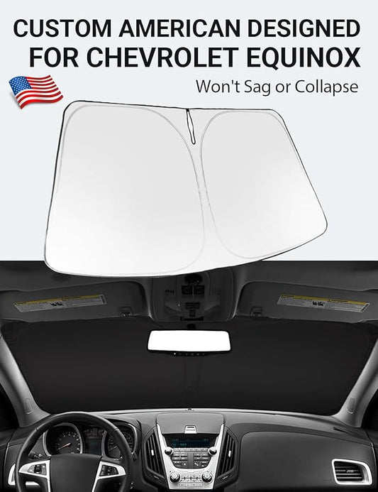 Proadsy 2026 Upgrade Windshield Sun Shade Custom Fit 2010-2017 Equinox Foldable Front Sunshade Protector Sun Visor Blocks UV Rays Keep Car Cooler