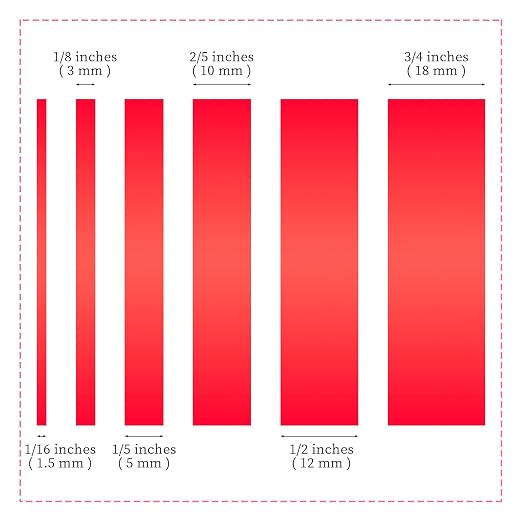 6 Rolls Fine Line Tape 1/16, 1/8, 1/5, 2/5, 1/2, 3/4 Inch x 55 Yard Fineline Masking Tape Painter Adhesive Automotive for DIY Car Auto Paint (Red, Mixed Sizes)