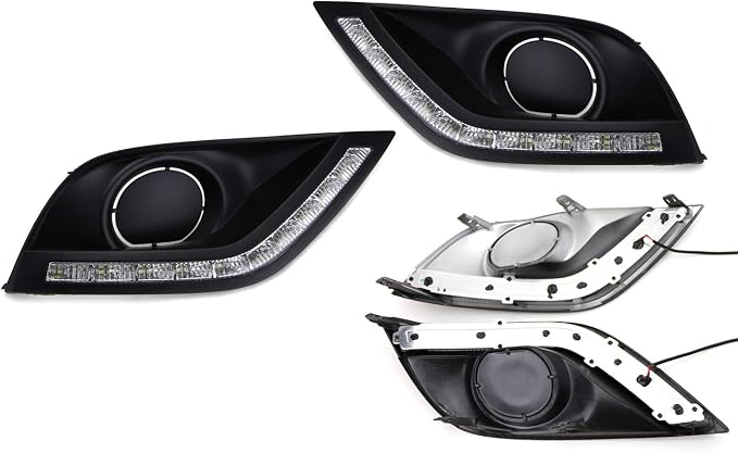 iJDMTOY Xenon White LED Daytime Running Light Kit for 2015-2019 Nissan Versa Sedan, Exact Fit DRL Bezel Assembly Powered by (10) High Power LED Diodes