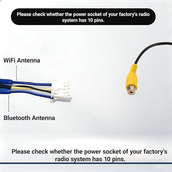 10 Pin Backup Camera Harness Adapter for Android Car Stereo Wiring Harness Connector, Rearview Input Adapter Plug Cable