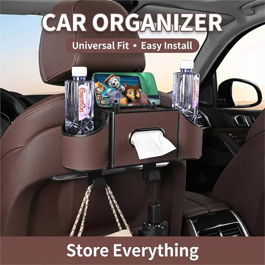 4-in-1 car organizer back seat, Multi-Pocket backseat car cup holder, Universal back seat cup holders for cars, car organization, for Travel & Daily Use (KARTAN)