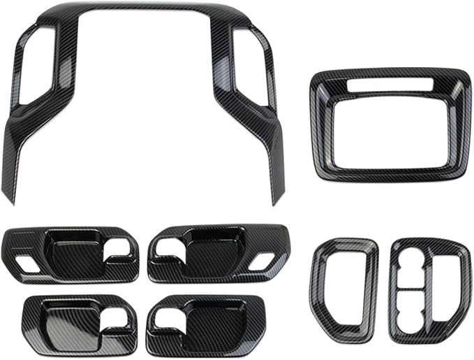 Carbon Fiber Center Console Dashboard Kit Trim for 2019-2026 Chevy Silverado/GMC Sierra 1500 2500 3500 (8-piece Set)