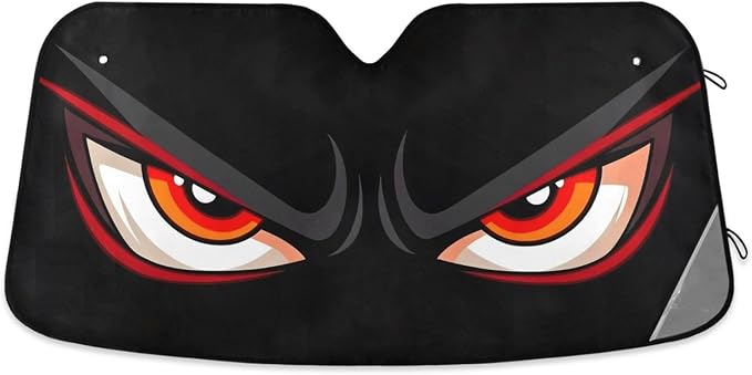 Cartoon Evil Red Eyes Windshield Sunshade Car Sun Shade Front Window Shade for Truck SUV Blocks UV Rays Sun Reflector Visor Protector Accordion Folding