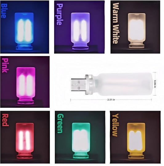 Retro Car Lamp, Touch-Adjust USB LED Automotive Lights, Plug-in Night & Ambient Bulb for Vehicles, Bedroom, Hallway, Desk, No-Pole Dimming (Frosted red Light)