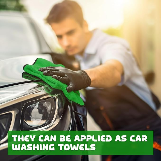 Tallew 50 Pcs Microfiber Towels:16"x16" Microfiber Drying Towels Bulk Micro Fiber Car Cleaning Cloth for Cars Drying Washing Polishing Office Windows Cleaning Household Supplies (Green,Gray)