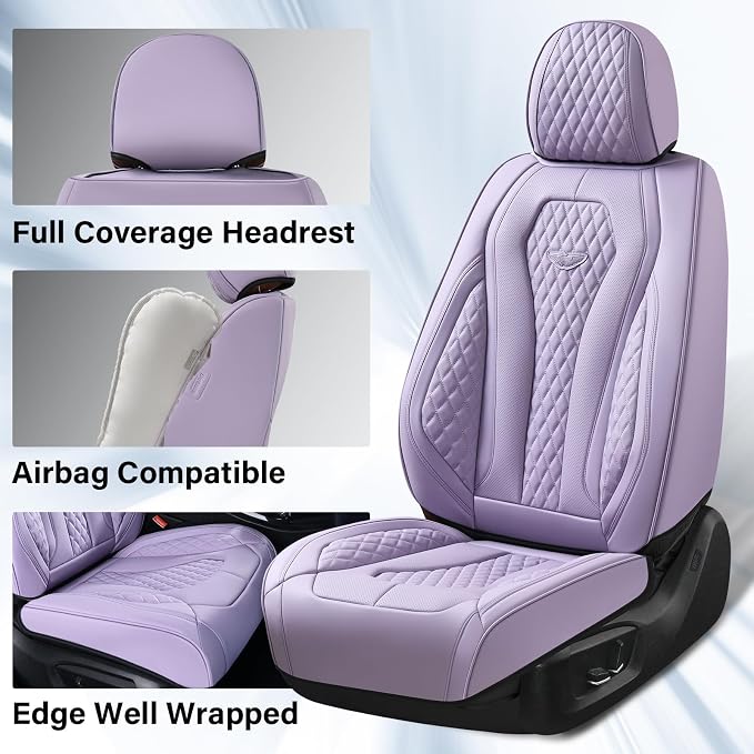 Coverado Car Seat Covers Full Set, Purple Seat Covers, Automotive Car Seat Cover, Car Seat Cushion, Car Seat Covers Front Seats Back Seat Covers, Car Seat Protector Universal Fit Most Cars