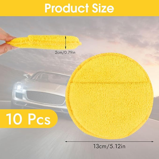 10 Pack Wax Applicator Pads, Microfiber Applicator Pad with Finger Pocket, Foam Car Wax Applicator Pad for Car Cleaning and Polishing (Yellow)
