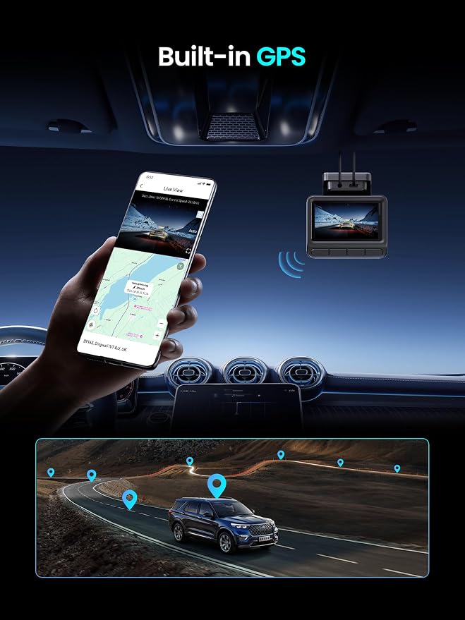 DDPAI Dash Cam Front and Rear 4K+1080P, Dash Camera for Cars with GPS, 5GHz WiFi 6, AI Night Vision 2.0, 48H Parking Mode, 64GB Card Included, ADAS, Loop Recording, Car Dash Cam, Z50 Pro