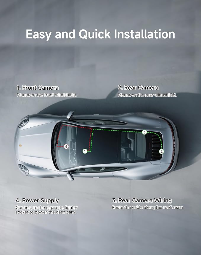 Dash Cam Front and Rear: 4K+2.5K Dash Camera for Cars - Dashcam Built-In WiFi APP Control 64GB Included 3.39" Touchscreen 24H Parking Monitor WDR Night Vision Loop recording Collision Detection(X5)