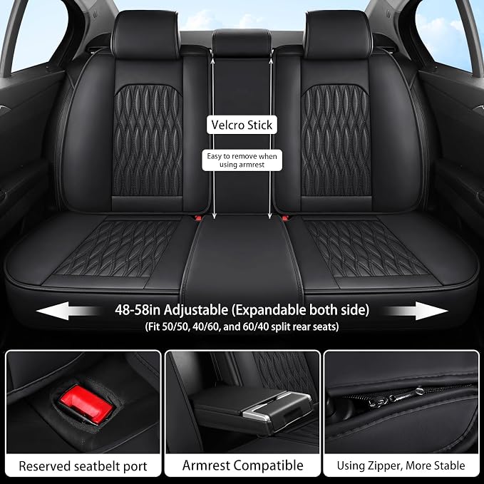 WELLDO Car Seat Covers, 5 Seats, Black-w02 | Waterproof, Scratch-Resistant, Breathable & Easy to Clean, Universal Fit for SUV Sedan Truck, Full Set