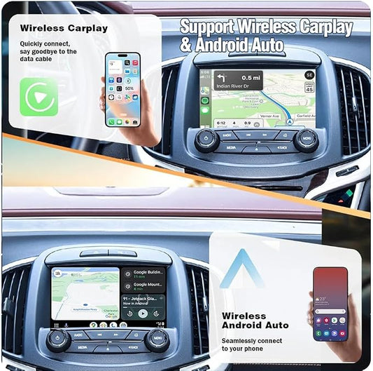 Wireless CarPlay & Android Auto Adapter for Cadillac, Buick, Chevrolet and GMC HMI 2.0 System Carplay Receiver Retrofit Kit Decoder Mirror Link, Reverse Camera, GPS Navigation BT
