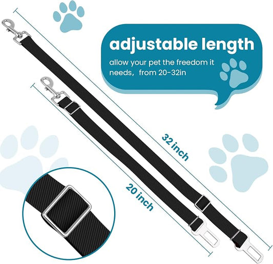 Adjustable pet cat and Dog car seat BeltοΌThe Lanyard is Flexible and Adjustable from 20 to 33 inches(Black)
