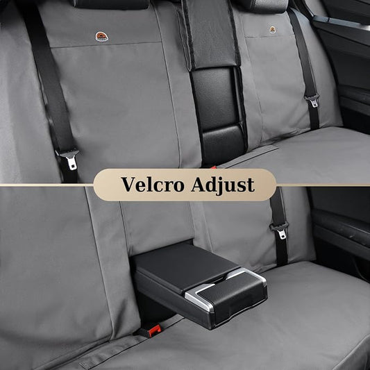Coverado Universal Car Back Seat Covers - Canvas Rear Seat Cushions for Kids, Dogs & Most Vehicles - Gray