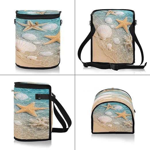 senya Car Trash Can Car Garbage Can Car Waste Basket,Starfish Seashell on Beach Leak-Proof Car Trash Bin, Car Trash Hanging Car Accessories Interior Car Organizer Bag