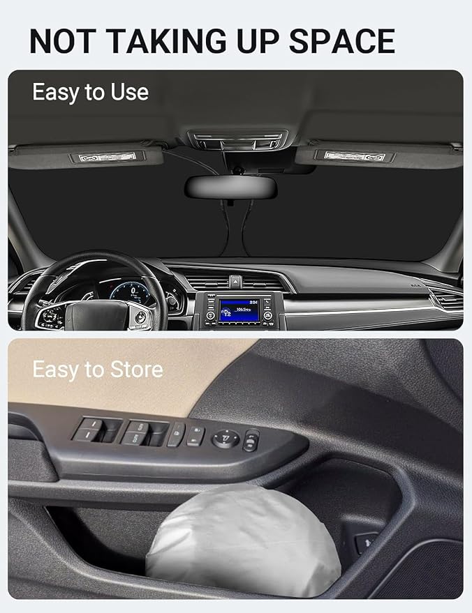 Proadsy 2026 Upgrade Windshield Sun Shade Custom Fit Honda Civic 2016-2021 4-Layer Foldable Front Sunshade Protector Sun Visor Blocks UV Rays Keep Car Cooler Accessories
