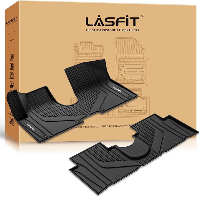 LASFIT Floor Mats for Hyundai Ioniq 5 2024 2023 2022 Only Movable Console (Limited Models), Custom Fit TPE All Weather Floor Liners 1st & 2nd Row Car Mats for Ioniq 5 Slide Console Version, Black