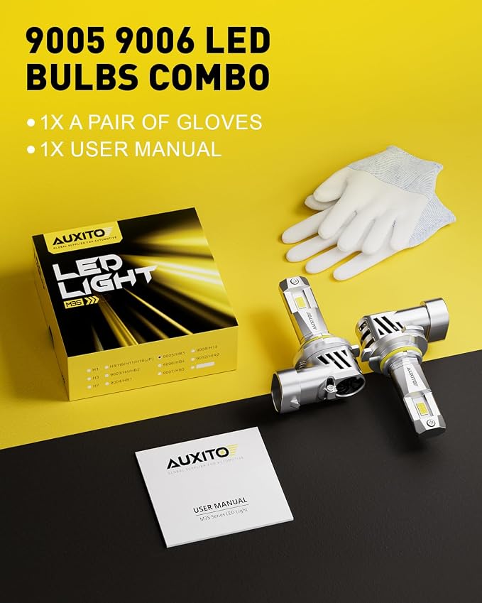 AUXITO 9005 9006 Bulbs, 88000LM Brighter Ultra-Bright, Plug N Play, Long Lifespan, No Flicker, 99% Compatibility, 4PCS