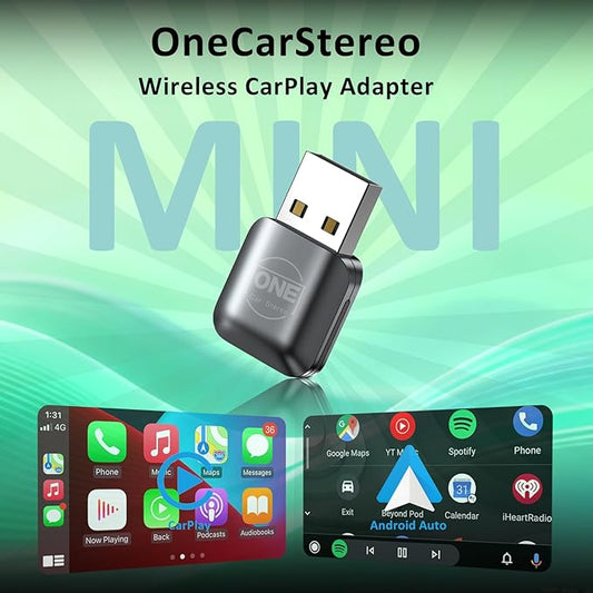 OneCarStereo Wireless CarPlay Adapter, Android Auto Wireless Adapter for iPhone & Android, Plug & Play, Fast Auto Reconnect, Convert Wired CarPlay to Wireless, for Cars with Factory Wired CarPlay
