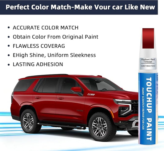 Radiant Red Tintcoat(GNT/WA170H) Touch Up Paint Compatible with Chevy 2-in-1 Car Scratch Repair Pen for Rock Chips, Door Scratches & Paint Nicks Exact Color Match Quick Dry DIY Fix for Silverado