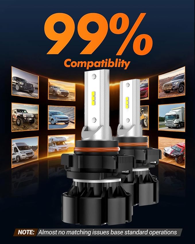 SEALIGHT 5201/5202 LED Fog Light Bulbs Yellow, 18000LM 3000K Yellow 5201 PS19W PS24W LED Fog Lights, Super Bright Plug and Play 5201 Fog Lights for Cars,Trucks (Pack of 2)