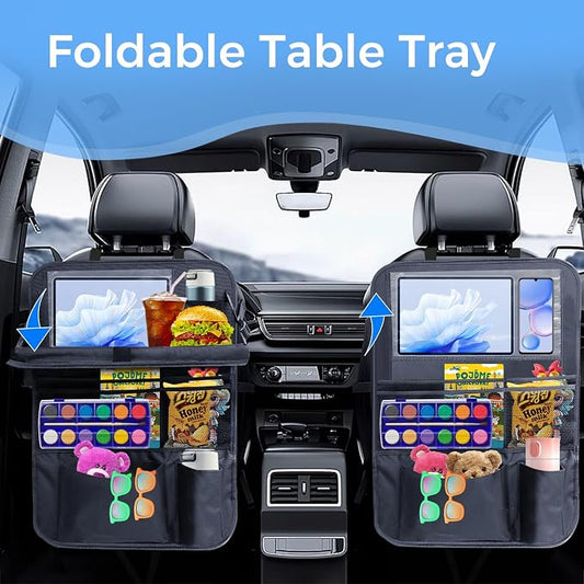 Backseat car organizer(2-Pack),9 storage pockets, car organizer with tablet holder,Car travel essentials for long trips,Car organizers and storage