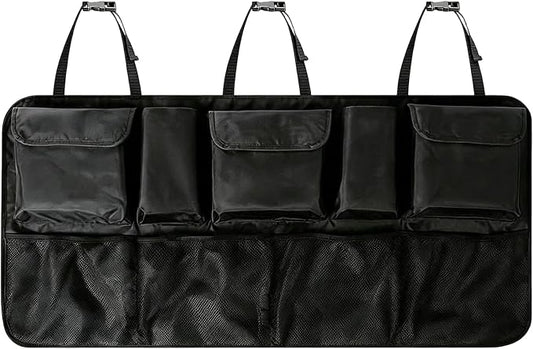 Car Trunk Organizer Large Capacity Back Seat Car Organizer with 8 Pockets Collapsible Car Storage Bag for SUV, Truck, MPV 42.5"*20" - Car Accessories Black