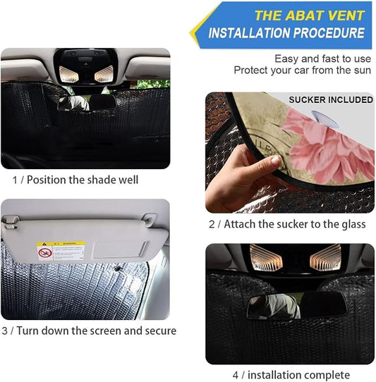 Vintage Shabby Chic Pink Rose Floral Car Windshield Sunshade,Foldable Car Sun Shade for Front Windshield Sunshades Protector Blocks UV Rays Sun Visor Protect and Cool Your Vehicle Interior