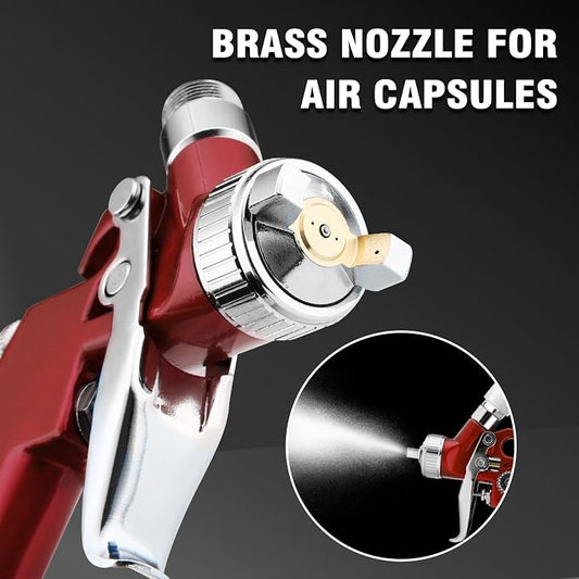Mini HVLP Air Spray Gun Kit, with 0.8mm & 1.0mm Nozzles&125cc Cup, Small Automotive Paint Sprayer, Paint Guns Touch Up Detail Spot Repair, for House Painting, Furniture, Cars (Red)