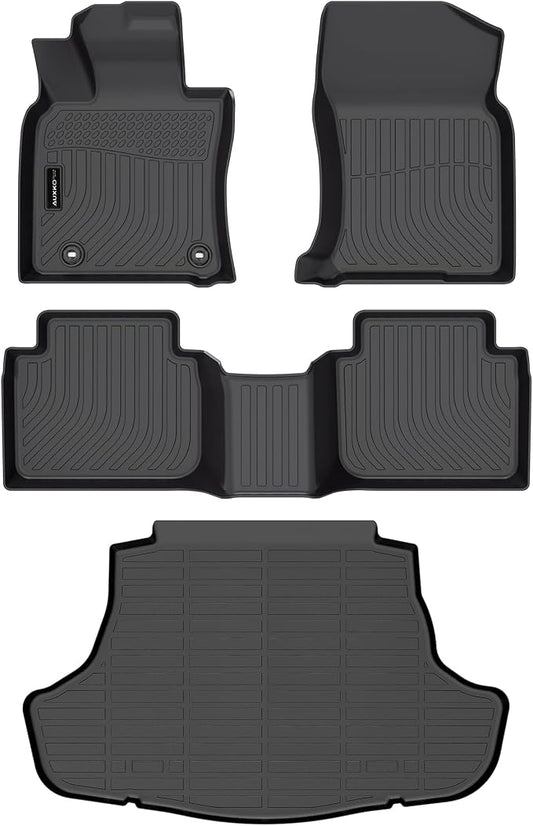Auxko All Weather Floor Mats Cargo Mat Fit for Toyota Camry AWD 2024 2023 2022 2021 2020 2019 2018 TPE Floor Liner Trunk Mat Camry Accessories All Season Odorless Anti-Slip Black