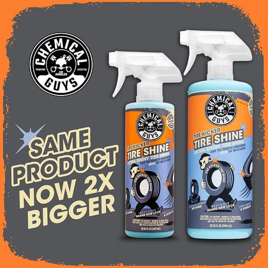 Chemical Guys Tire Kicker Sprayable Extra Glossy Tire Shine (Works on Rubber, Vinyl & Plastic) Safe for Cars, Trucks, Motorcycles, RVs & More, Extra Large Size 32 fl oz