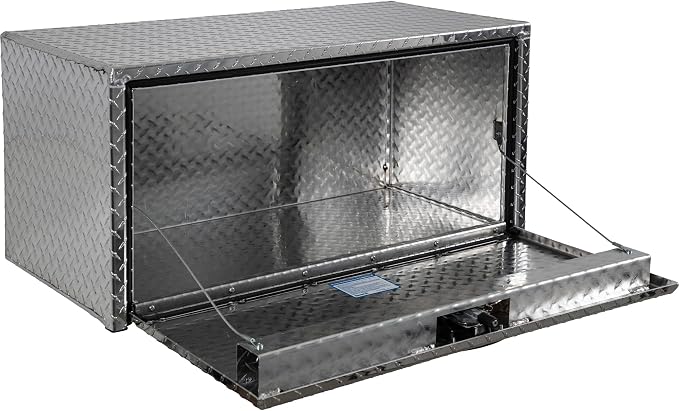 Buyers Products 1705105 Silver Diamond Tread Aluminum Underbody Truck Box with T-Handle Latch, 18 x 18 x 36 Inch, Durable Contractor Toolbox For Organization And Storage, Job Tool Chest