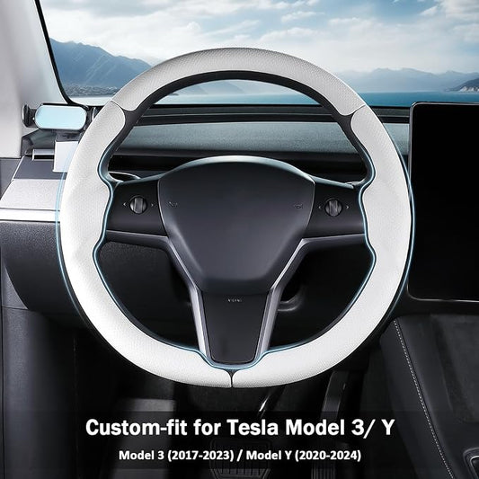 Steering Wheel Cover for Tesla Model 3(2017-2023) Model Y(2020-2024), Steering Wheel Accessories for Tesla Model 3/ Y