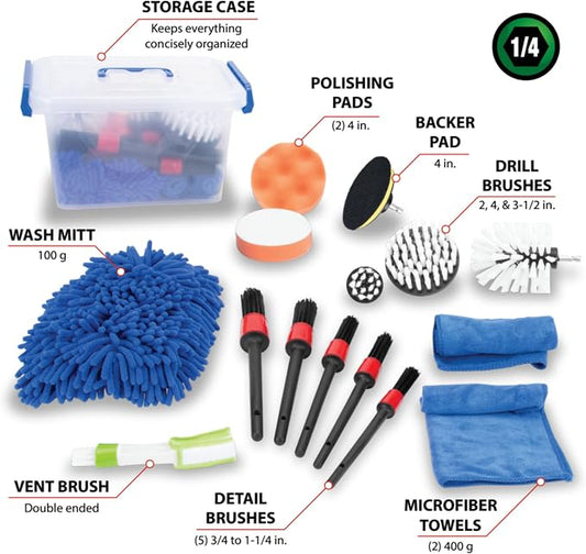 Performance Tool W4992 Ultimate Car Wash Kit (16 Pieces) - The Complete Solution for a Sparkling Clean Car