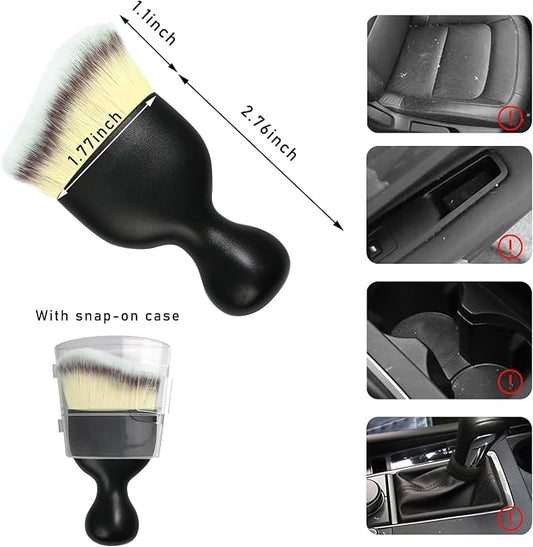 Dickno Car Interior Dust Brush, Soft Scratch Free Auto Detailing Brushes, Universal Vehicle Interior Cleaning Tool for Automotive Dashboard, Air Vents, Leather(Beige)