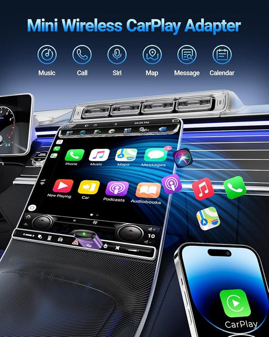 vnilrgle Wireless CarPlay Adapter for Apple iPhone(2026 Upgraded) Mini Design, Plug & Play CarPlay Dongle Converts Wired to Wireless, Auto Connect Fast and Stable with USB-C(Purple)