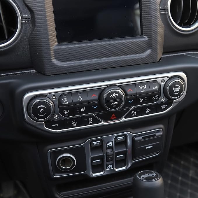 RT-TCZ Air Conditioning Dashboard Center Console Control Trim Panel Cover Interior Accessories Decoration Trim Kit for 2018-2022 Jeep Wrangler JL JLU & Jeep Gladiator JT (Silver)