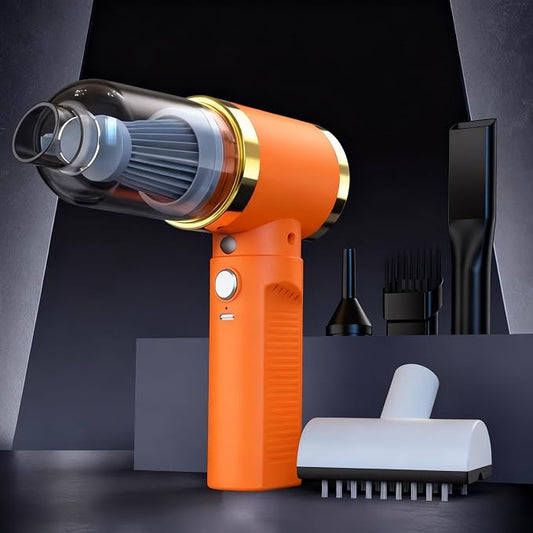 Car Vacuum Portable Cordless,Car Vacuum Cleaner high Power, Home Handheld Vacuum 30Mins with Battery,Portable Vacuum Cordless 5000mAh,Small Vacuum for Car, Home, Pet Cleaning,Office.(Orange)
