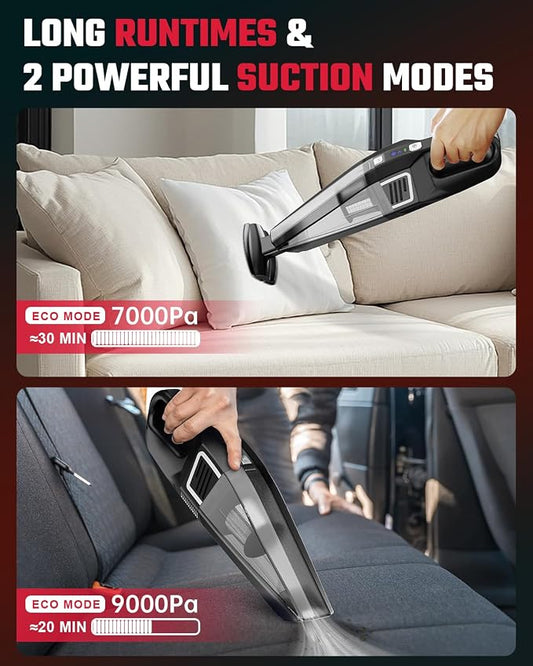 Handheld Vacuum Cordless, 9000PA Strong Suction, 2 Suction Modes, Fast Type-C Charging, Lightweight, Portable Car Vacuum Cleaner for Home Pet Office.
