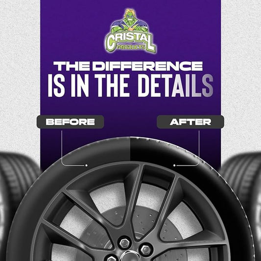 Cristal Products Untouchable Tire Shine Spray – Long-Lasting Wet Tire Finish for Deep Gloss & Protection – Waterproof Tire Shine, Easy Application, Premium Tire Cleaner Shine