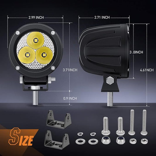 Nilight 3Inch Round Motorcycle Led Light Pods 2PCS Spot Led Fog Light 1550LM Built-in EMC Offroad Driving Auxiliary Ditch Light for Motorbike SUV ATV Truck Boat Tractor Forklift
