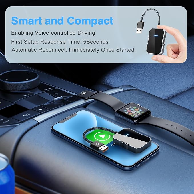 Wireless carplay Adapter for iPhone 2025, Wired CarPlay to Wireless, Mini Car Play Dongle for Phone,Instant Connectivity, Fit for Cars with Built-in CarPlay