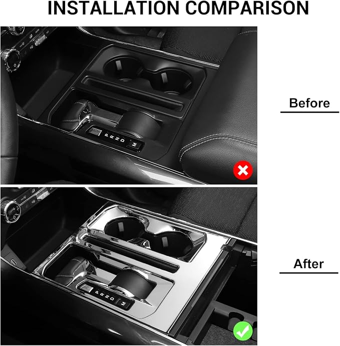 Jimen Compatible with Ford F150 2021-2025, Center Console Gear Shift Panel Trim Cover (Chrome)