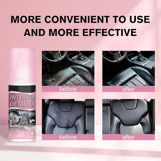 Polishing Cleaner Car Interior Detailer Spray, 2026 Upgrade Car Interior Detailer Spray for Dashboard, Leather & Vinyl with UV Protection, 2Pack(100ml x 2)