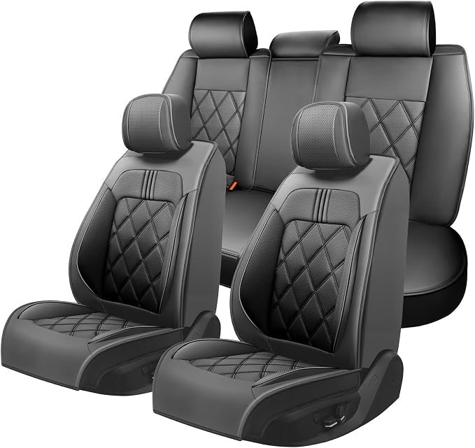 Ranger Car Seat Covers Custom Fit for Ford Ranger 2019-2025 2026, Full Coverage Leather Waterproof Breathable Seat Covers Full Set, Automotive Seat Protectors, Airbag Compatible(5 Seats, Black)
