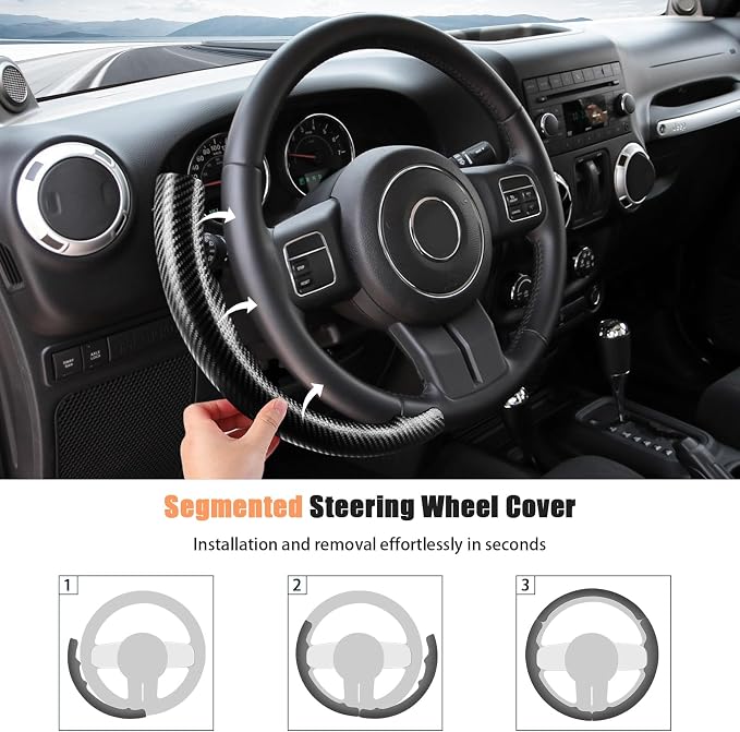 Aimato Customized Steering Wheel Cover for Jeep Wrangler (JK) 2012-2018/Patriot 2011-2017/Grand Cherokee 2011-2013/Compass 2011-2016/Liberty 2011-2012