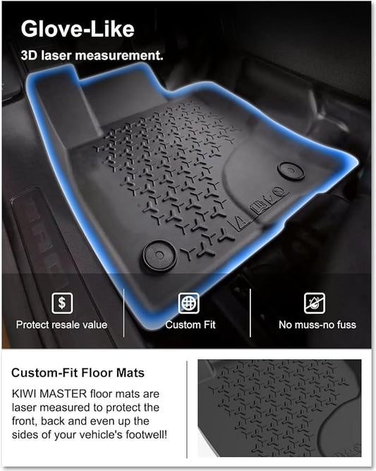 Kiwi Master Floor Mats for 2021-2026 Ford Bronco Sport | OEM Replacement MP1Z-7813300-AA, Custom Fit, All Weather Car Mats, Heavy Duty TPE Floor Liners, Front & Rear 2 Row, Black