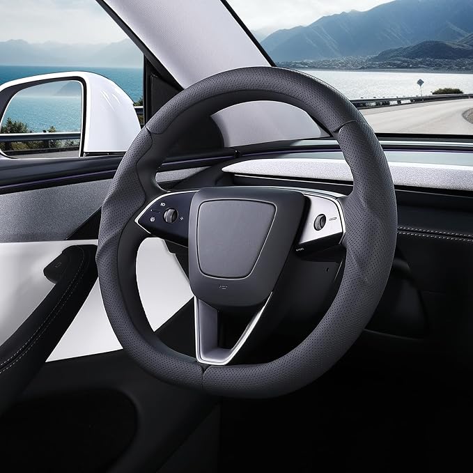 Steering Wheel Cover for Tesla Model Y Juniper (2025- Present) Model 3 Highland (2024- Present), Steering Wheel Accessories for Tesla Model Y Juniper / 3 Highland