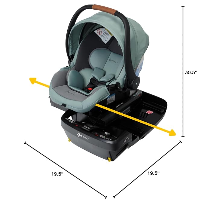 Safety 1st® onBoard™ Slide DLX Infant Car Seat w/SafetySlide™ Base, Easy-Install Rigid Latch, Lightweight Rear-Facing Seat, Newborn Carrier, Extra-Large Canopy, Travel System Ready, Dusty Green