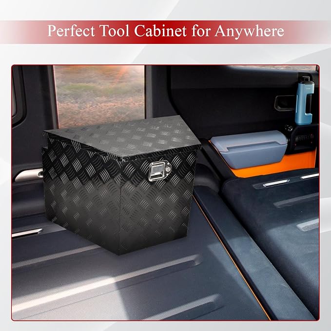 29''Inch Aluminum Trailer Tongue Tool Box Truck Bed Toolbox Truck Trailer Chest Box Underbody Storage Organizer Waterproof Square Storage Organizer w/Lock & Keys Black(29" Lx16.5 Wx18 H)